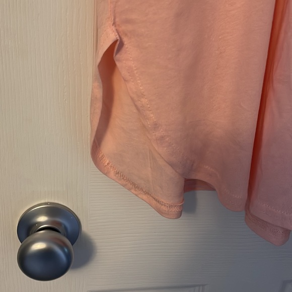 On Fire hooded cotton dress with side skits rounded hem. Peach color size 1X - Picture 2 of 3